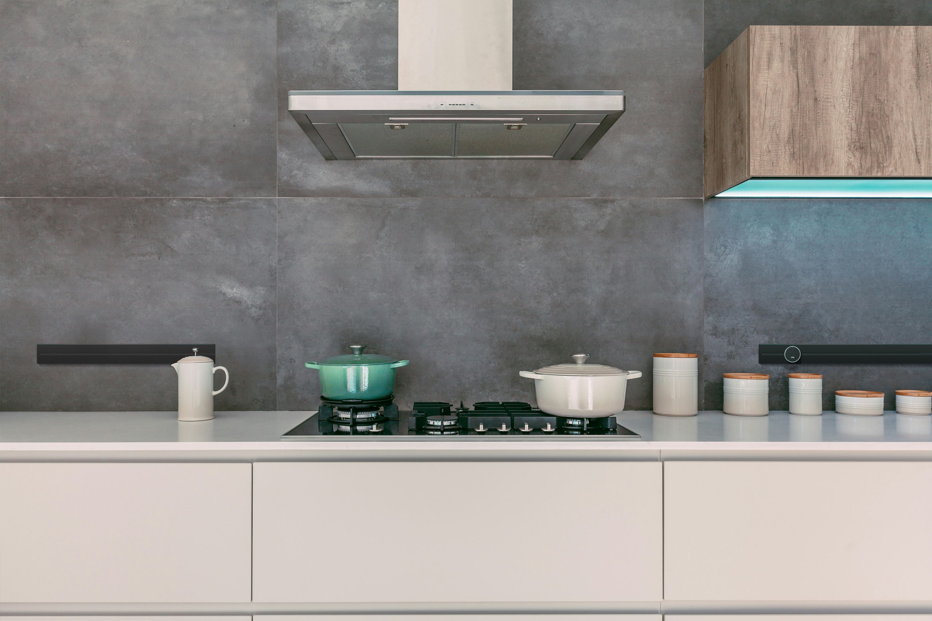 Powertrack installed in a modern New Zealand kitchen setting